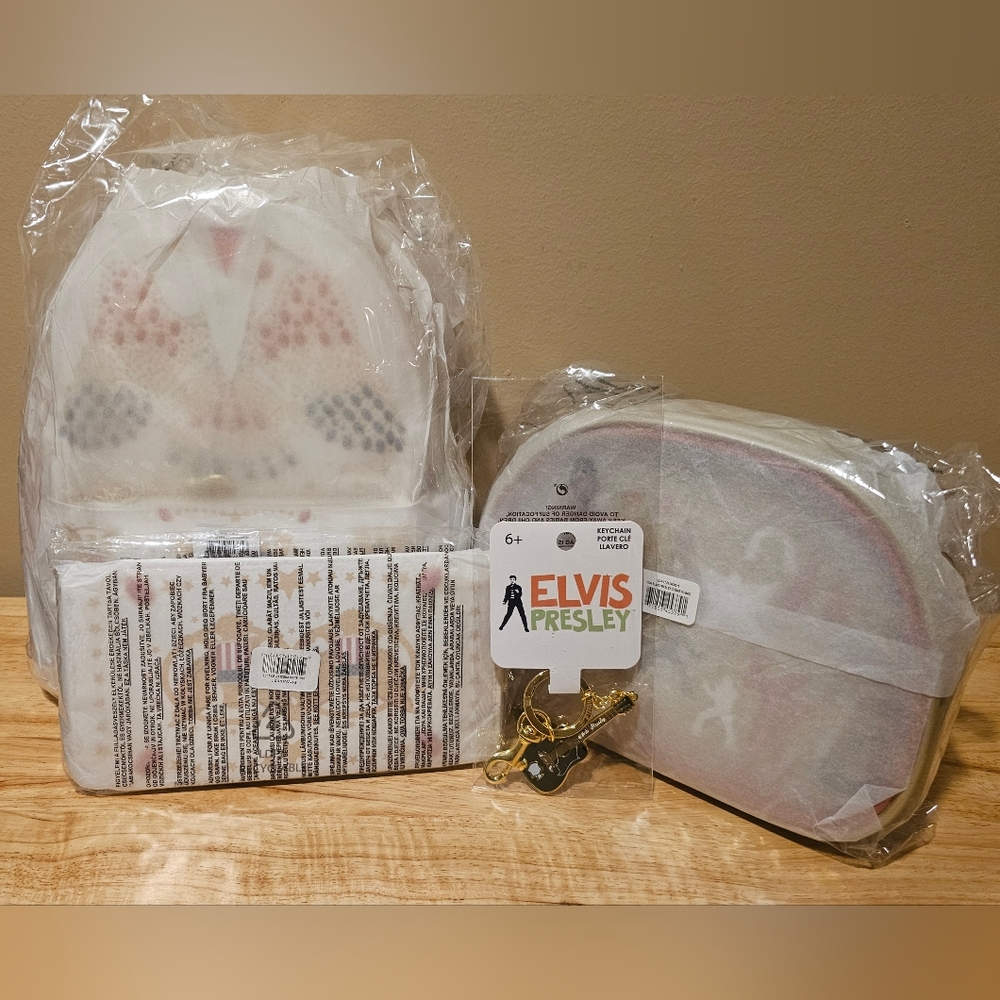 Loungefly Elvis Presley Aloha Jumpsuit Set - Mini Backpack, Wallet, & Makeup Bag